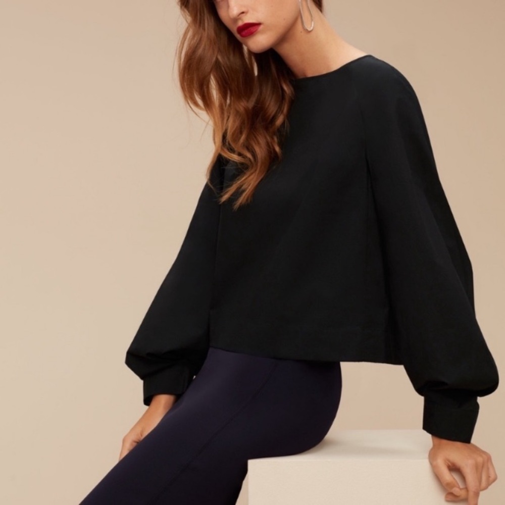 Babaton Black Nikki Crop Puff Sleeves Top Size Small​​​